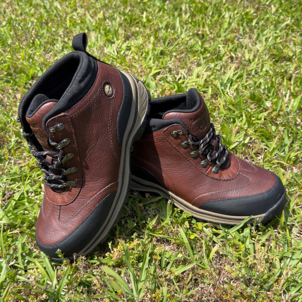 Timberland Backroad Hiker Mid Waterproof Boots Brown Leather Boys Size 3 22713